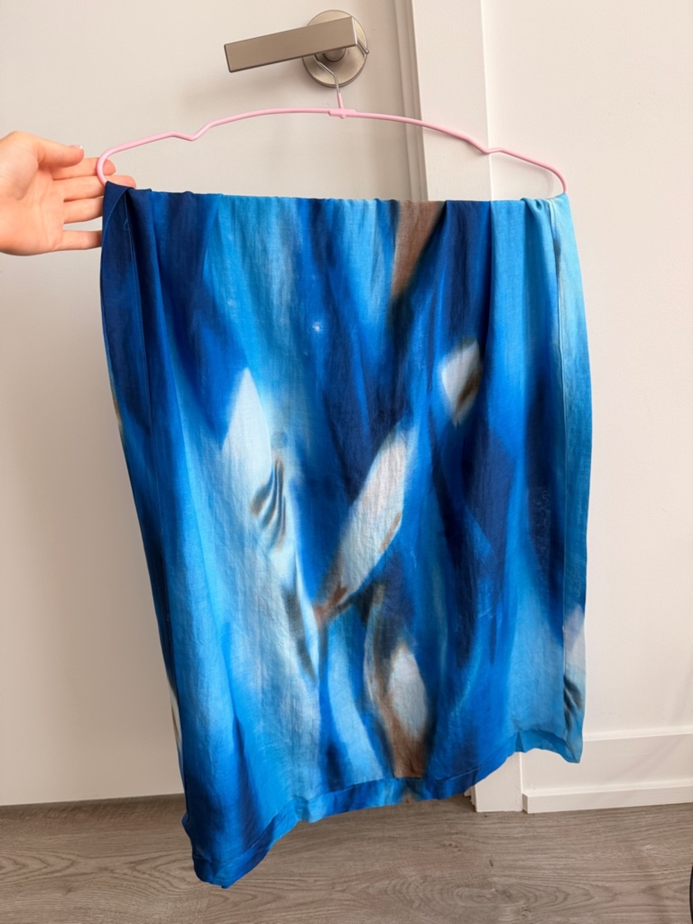 Maximalist Abstract Print Watercolour Blue Scarf